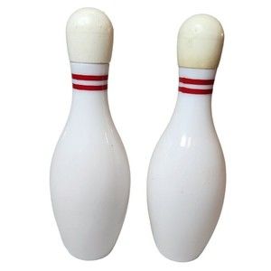 Vintage Avon Bowling Pin White Milk Glass Red Stripes Cologne Bottles Decanters
